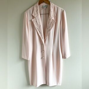 Joseph Ribkoff pastel pink longline blazer embellished collar size 16